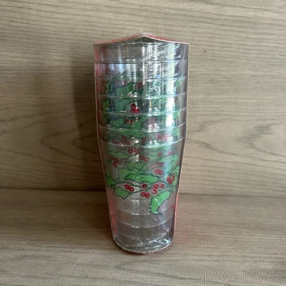 Unopened NOS Vtg 1976 Jetware 14 Holiday Tumblers Crystal Plastic 10 oz Mobile